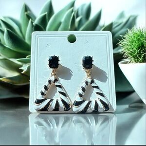 Elegant Black and Gold Triangle Earrings